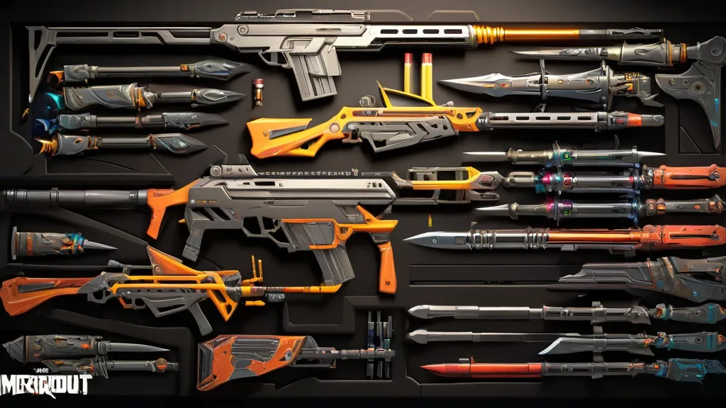 A detailed layout of a competitive gaming setup featuring a pro player's desk with a high-performance PC, gaming peripherals, and a strategic game map highlighting the meta loadout configuration.