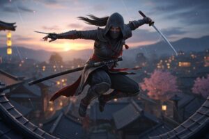 Assassin's Creed Shadows sales infographic showing first-week and projected digital vs physical sales.