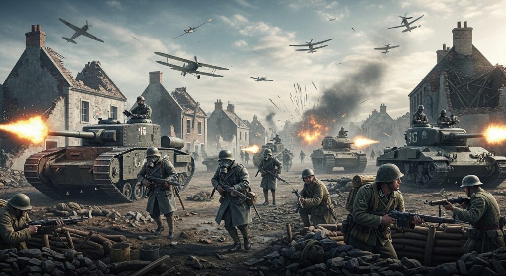 Battlefield 5 multiplayer map showing scale and crossplay technical challenges.