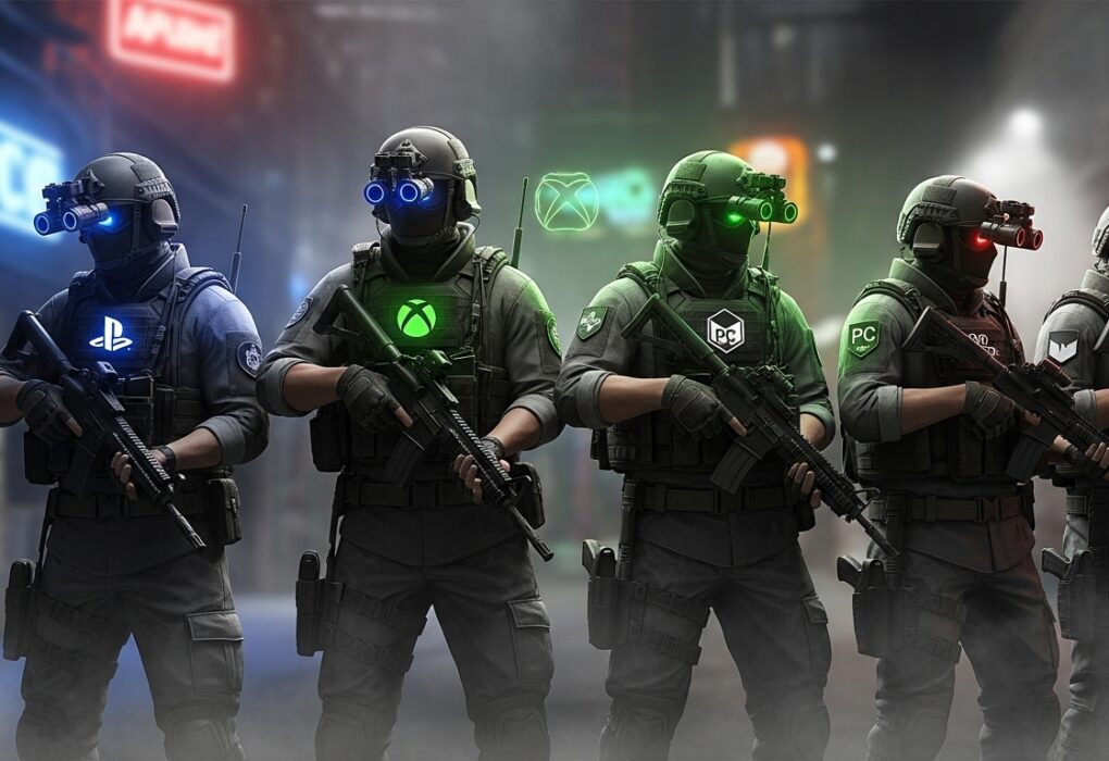 Ready or Not squad symbolizing crossplay between PS5, Xbox, and PC.