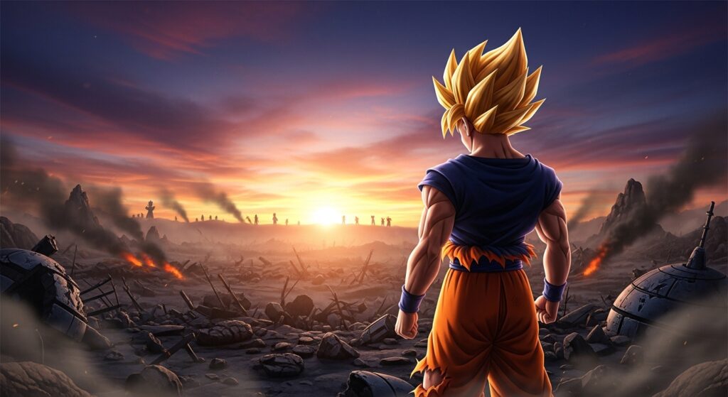 Goku waiting for the next battle, metaphor for Sparking Zero crossplay future