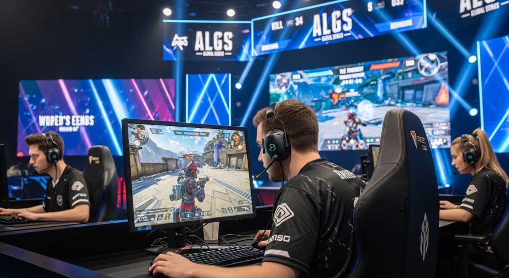 ALGS pro players competing after latest Apex Legends balancing update.