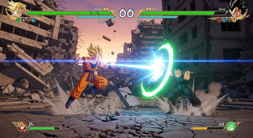 Sparking Zero gameplay showing destructible environments and next-gen lighting